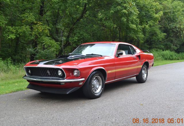 1969 MACH 1 M-CODE 351 AC PS PDB TILT TACH BEAUTIFUL CANDYAPPLE RED DOCUMENTED 1969 Ford Mustang MACH 1 351 4BBL AUTO LOADED