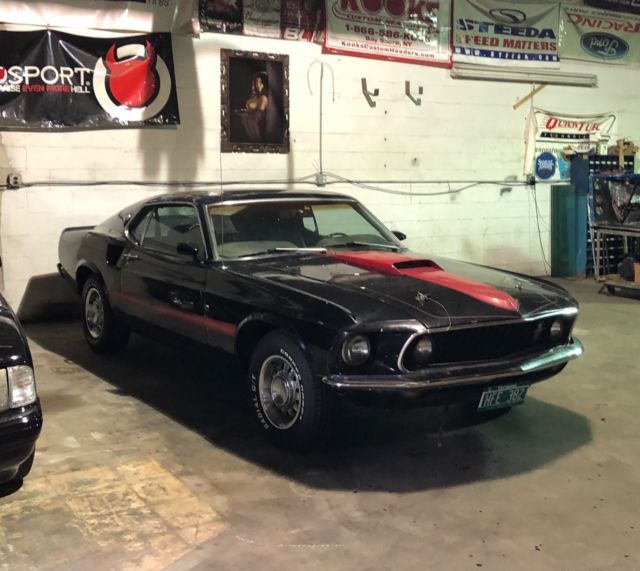 1969 Mach 1 Q-Code Raven Black Auto AC Fold Down SOLID R San Jose car. 1969 Ford Mustang