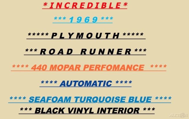 1969 Plymouth Road Runner 440 Mopar Performance / Restored - photo 3