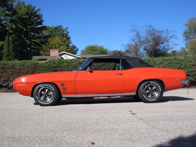 1969 Pontiac Firebird Convertible Factory A/C 4 Speed Power Top Carousel Red 1969 Pontiac Firebird Convertible