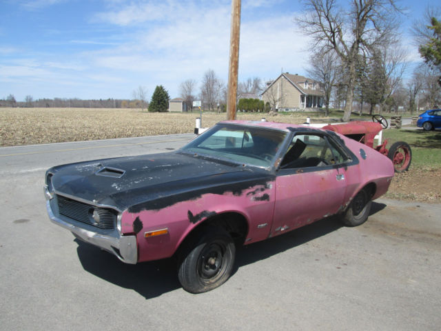 1970 AMC AMX PROJECT OR PARTS CAR RAM AIR HOOD MATCH 390 4 SPEED 1970 AMC AMX