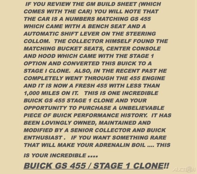 1970 Buick Other GS 455 Stage 1 / Numbers Matching - photo 8