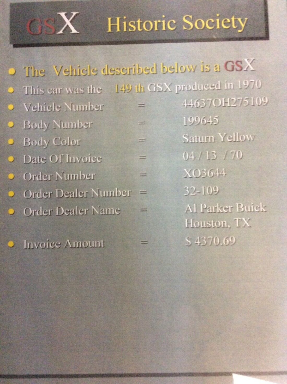 1970 Buick GSX Stage 1 - photo 8