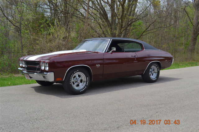 1970 CHEVELLE SS 454 AUTO TACH GAUGES SOLID BEAUTIFUL FACTORY BLACK CHERRY NICE 1970 Chevrolet Chevelle 2 DOOR HARDTOP