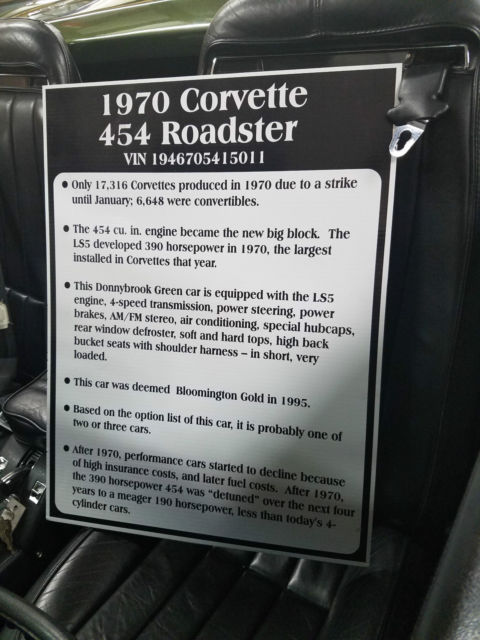 1970 Chevrolet Corvette Base Convertible 2-Door 7.4L 1970 Chevrolet Corvette LS5