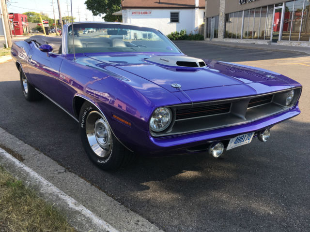 1970 Hemi Cuda Convertible Tribute 472 4 speed Plum Crazy Black Interior Restore 1970 Plymouth Barracuda Hemi Cuda