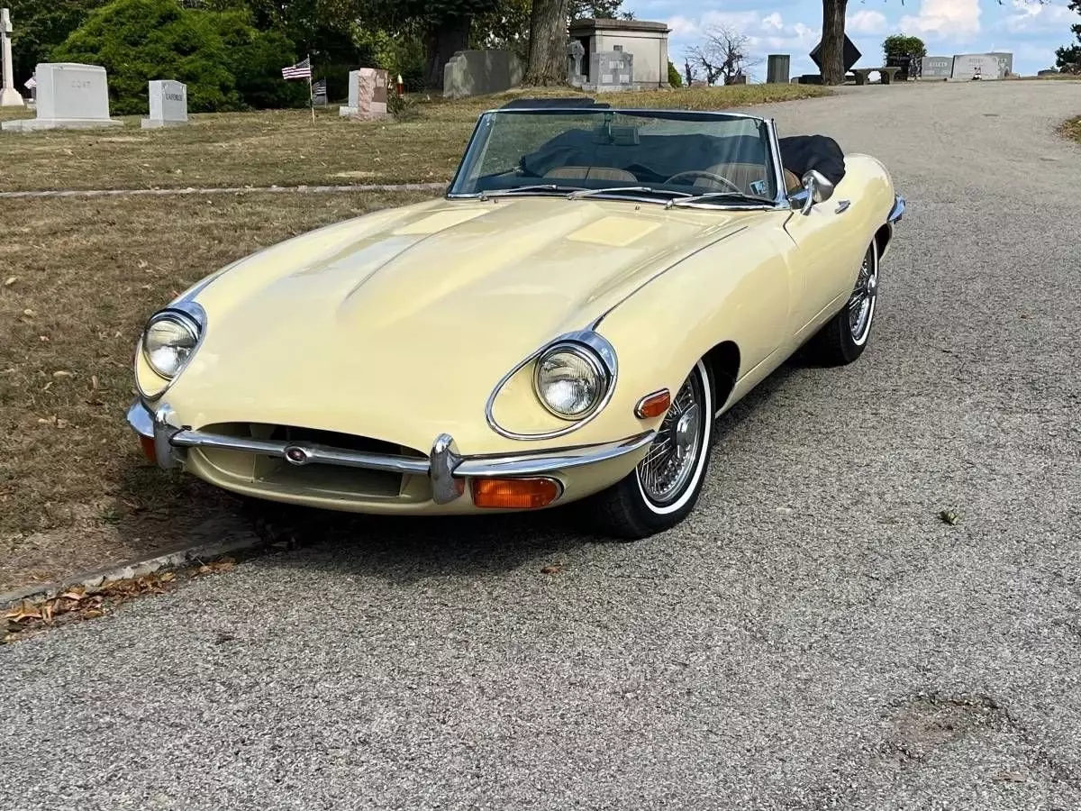 1970 Jaguar XKE Jaguar XKE Convertible, Unrestored, Yellow/Tan