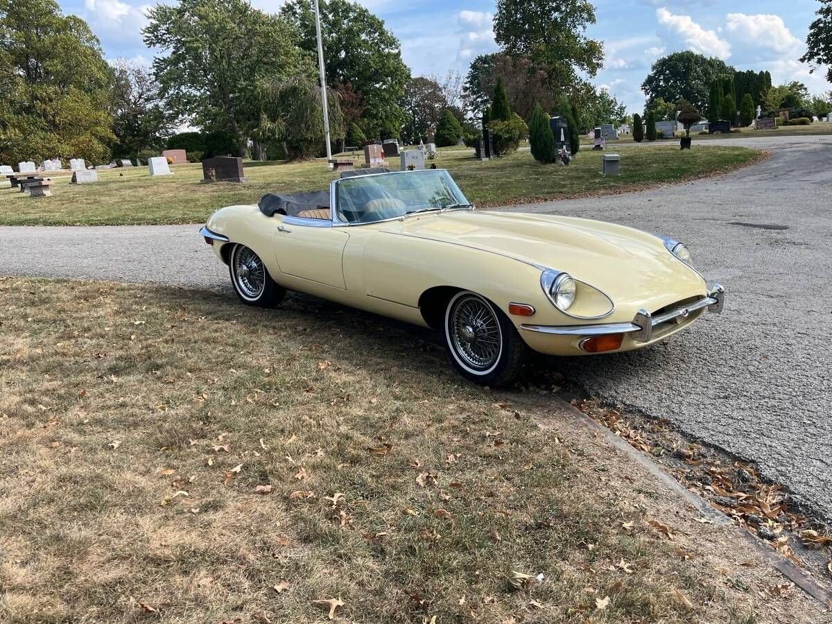 1970 Jaguar XKE Jaguar XKE Convertible, Unrestored, Yellow/Tan - photo 2