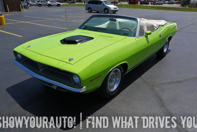 1970 Plymouth Cuda Convertible, 440 Shakerhood Equipped, in Limelight 1970 Plymouth Barracuda