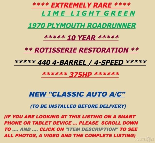 1970 Plymouth Road Runner Rotisserie Restoration / 4-Speed - photo 3