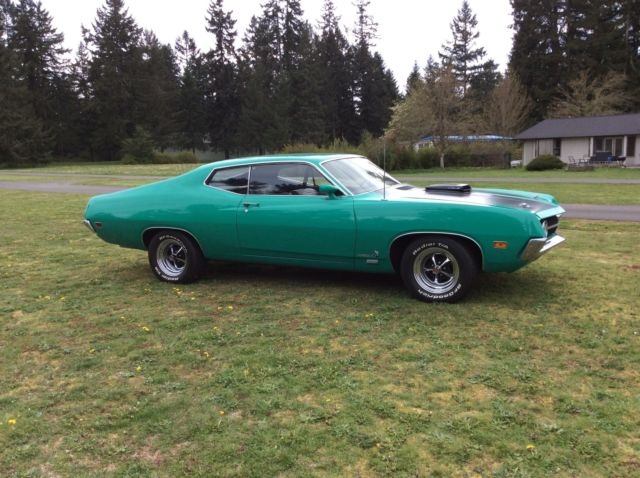 1970 Torino Cobra. J code 429cj Ram air 4 spd. Grabber green matching #s marti. 1970 Ford Torino Cobra