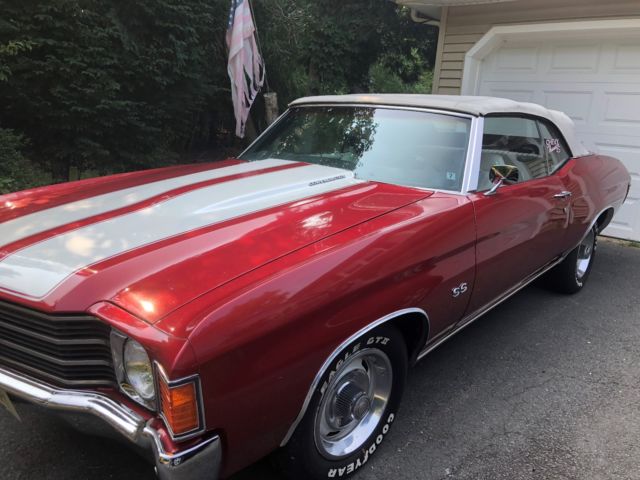 1971 CHEVELLE MALIBU CONVERTIBLE SS TRIBUTE CANDY RED/WHITE STRIPES 350 V8 1971 Chevrolet Chevelle Convertible SS Tribute/Clone