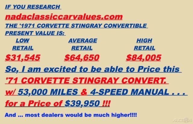 1971 Chevrolet Corvette Stingray Convertible / Full Restoration / 53k Miles / 4-Speed - photo 12