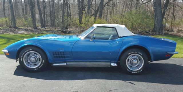 1971 Corvette Convertible Blue/Blue White Top LT1 Clone Nice Original Restored 1971 Chevrolet Corvette