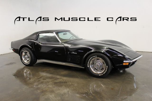 1971 Corvette Tuxedo Black 350 auto tilt telescope factory AC 4 wheel disc 1971 Chevrolet Corvette 350 auto tilt telescope tuxedo black