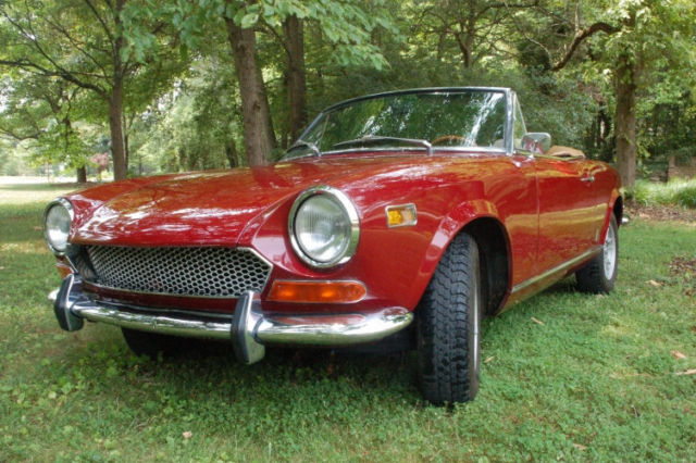 1971 Fiat 124 Sport Spider Red Classic Italian Pininfarina Abarth Sports Car 1971 Fiat 124 Sport Spider