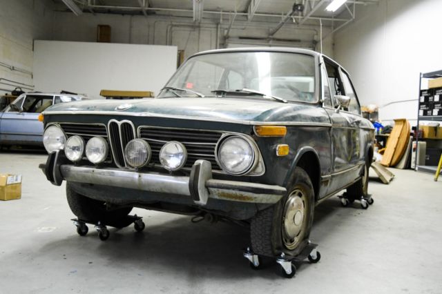 1972 BMW 2002 Base Coupe; 2.0L, 4-speed, Sunroof, Roundie Lights, Green 1972 BMW 2002