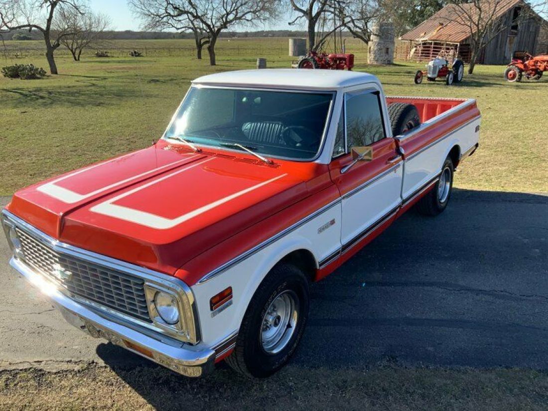 1972 Chevrolet C10 350 Auto AC PS PB LWB 25984 Miles Orange and White Pickup Tru 1972 Chevrolet C-10 350 Auto AC PS PB LWB