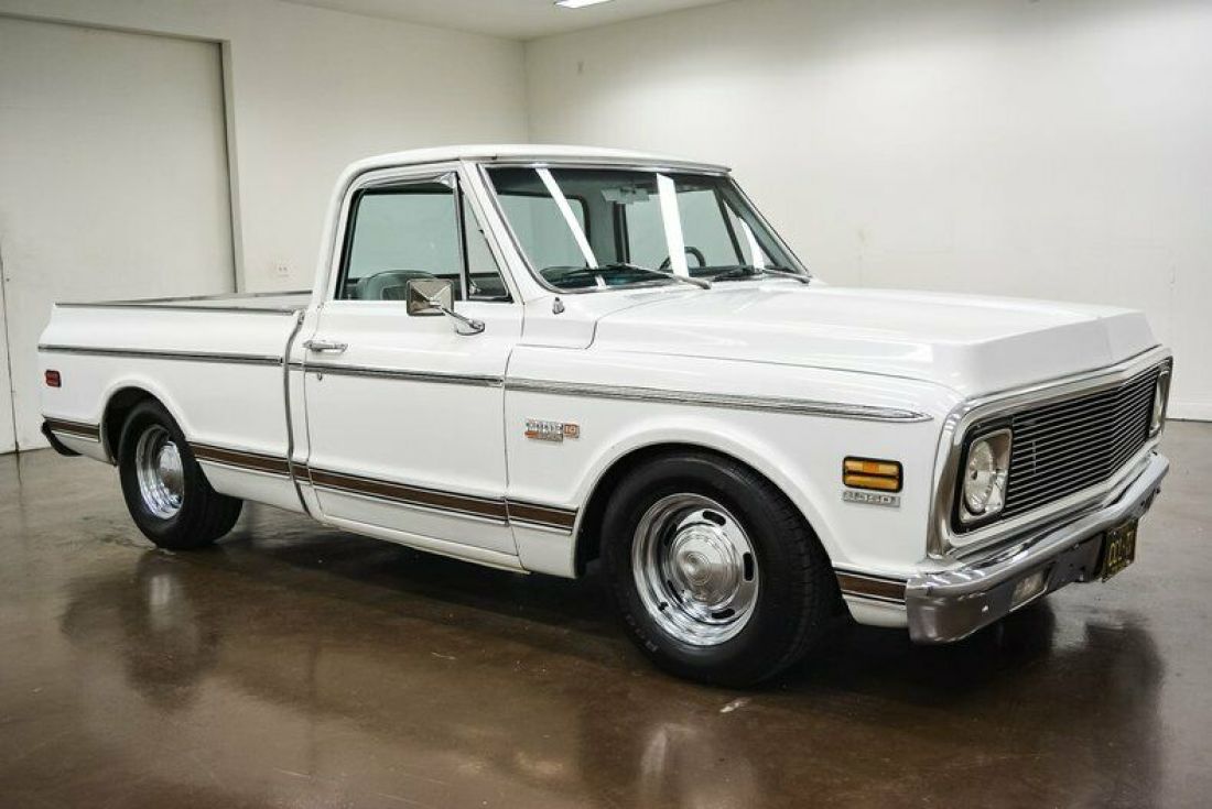 1972 Chevrolet C10 Cheyenne Super 76550 Miles White Pickup Truck Aluminum Headed 1972 Chevrolet C-10 Cheyenne Super