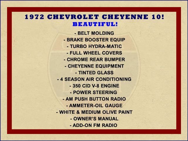 1972 Chevrolet Cheyenne 10 RWD - 350 V8 - AUTO - AIR CONDITIONING! - photo 2