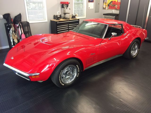 1972 Chevrolet Corvette Red T Top Coupe 350 Matching Numbers Factory Air Auto 1972 Chevrolet Corvette T Top Coupe