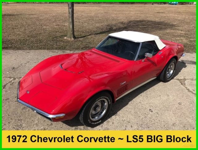 1972 Chevrolet Corvette Stingray Convertible LS5 454 Air Conditioning Automatic 1972 Chevrolet Corvette Stingray LS5 454 cid