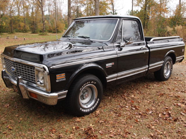 1972 chevrolet super cheyenne short bed 350 v8 automatic cold a/c p/db p/s black 1972 Chevrolet C-10 super cheyenne
