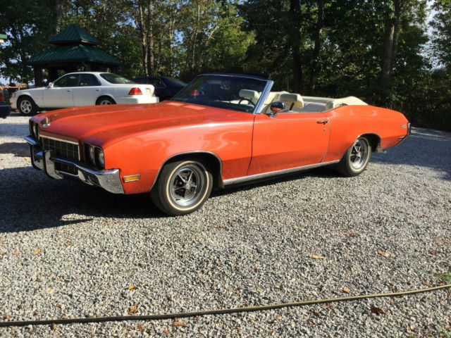 1972 Classic Buick Skylark Convertible, ALL ORIGINAL 74K miles, Univ Tenn Orange 1972 Buick Skylark convertible with lots of chrome