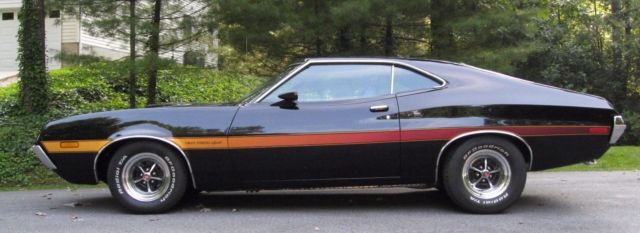 1972 Ford Gran Torino Sport 351 CJ 4V "Q" Code Factory Black Ram Air No Reserve 1972 Ford Torino Laser Stripe