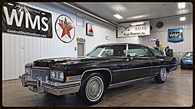 1973 Black Cadi Coupe Classic Car V8 Power Luxury Chrome Antique Show WMS 502 1973 Cadillac DeVille