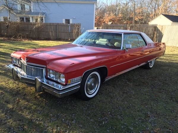 1973 Cadillac Coupe Deville Red on White Leather 52K Original Miles 1973 Cadillac DeVille
