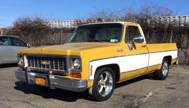 1973 Chevrolet C10 Pick Up Truck Yellow Gold White Standard Cab Pickup 1973 Chevrolet C-10