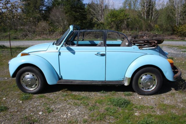 1973 Convertible VW Bug Runs Drivable Baby Blue Project Summer Classic Car 1973 Volkswagen Beetle - Classic