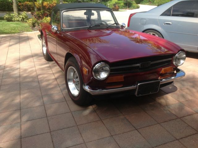 1973 TR-6 convertible, Dark Red w/ Tan interior 1973 Triumph TR-6
