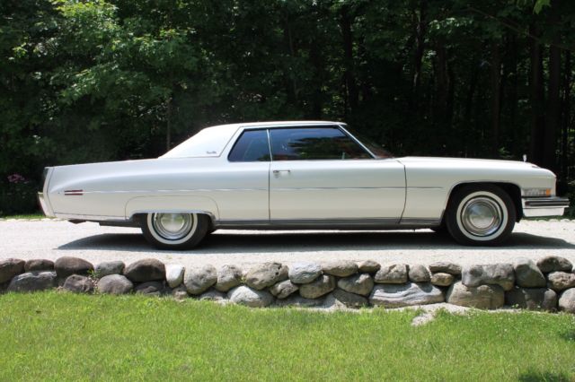 1973 White Cadillac Coupe DeVille Vinyl Top Red Leather Interior Under 58K Miles 1973 Cadillac DeVille Coupe