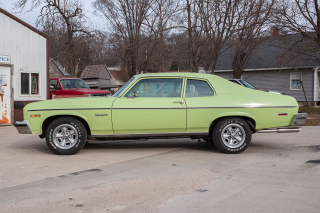 1974 Chevy Nova 2-door Lime Yellow UNRESTORED MUSCLE CAR hot rod, barn find 1974 Chevrolet Nova Custom