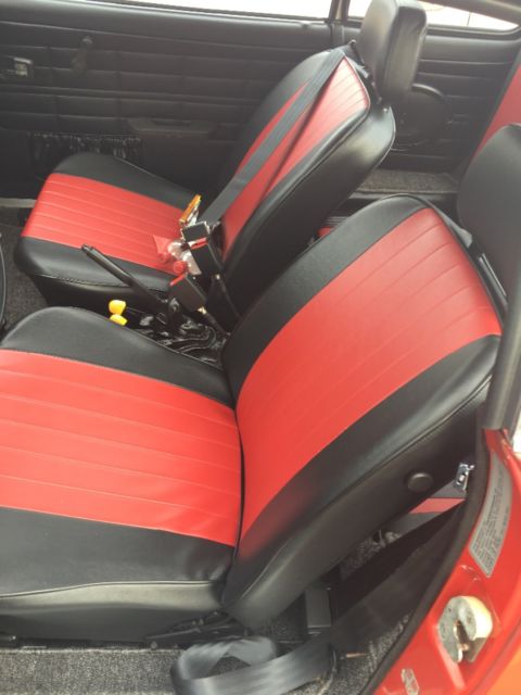 1974 Volkswagen Karmann Ghia Red and Black with gray carpeting