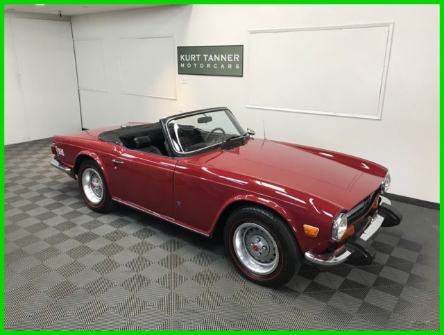 1974 TRIUMPH TR-6 CONVERTIBLE. 2-OWNERS. 72K ORIGINAL MILES. VERY NICE RESTORED 1974 Triumph TR-6 4-SPEED. STANDARD WHEELS. MICHELIN RED LINE TIRES