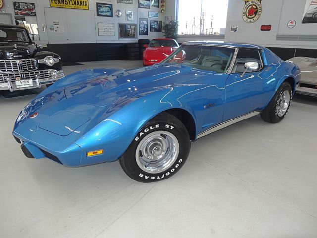 1975 CHEVROLET CORVETTE RARE Coupe Blue with Silver int. 4 Speed Manual Restored 1975 Chevrolet Corvette --