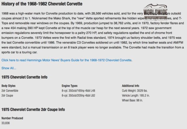 1975 Chevrolet Corvette T-TOP COUPE 383 STROKER V8 AUTO MUST SEE - photo 4