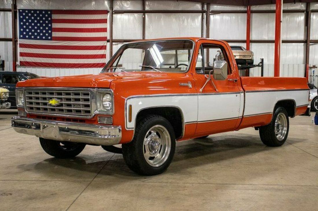 1976 Chevrolet C-10 Scottsdale 20514 Miles Omaha Orange/White Pickup Truck 350ci 1976 Chevrolet C-10 Scottsdale