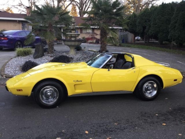 1976 Corvette Stingray T-Tops Bright Yellow W/ Dark Brown Interior L-48 L-82 1976 Chevrolet Corvette T-Top
