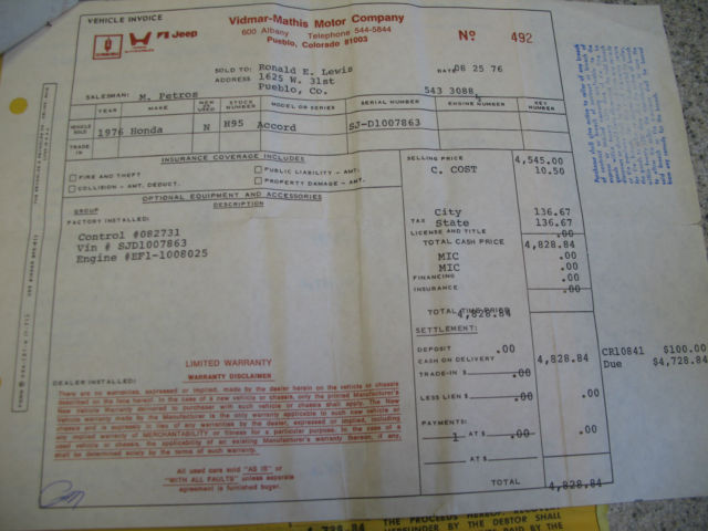 1976 Honda Accord CVCC, 1st Year (Civic, Prelude, V-Tec) - photo 5