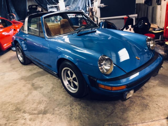 1977 Porsche 911S Targa Minerva Blue Metallic/Cork Leather Numbers Match Stock 1977 Porsche 911 S