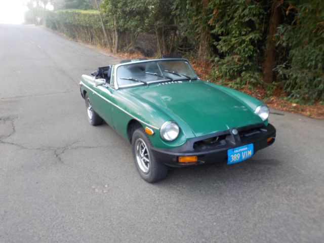 1978 MG MGB, British Racing Green, Convertible in California,1 family since 1982 1978 MG MGB