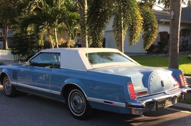 1978 Rare Model Lincoln Mark V Powder Blue Conv. Carriage Hardtop Roof 460 Motor 1978 Lincoln Mark Series Mark V
