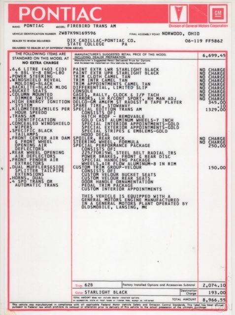 1979 Pontiac Trans Am Y84 Special Edition - photo 3