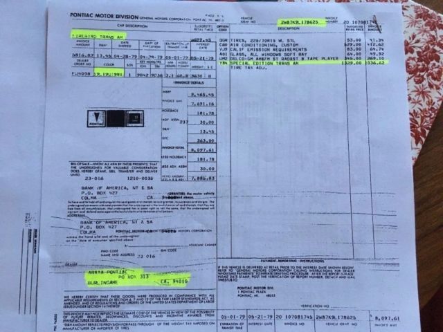 1979 Pontiac Trans Am -REAL BANDIT Y84 SPECIAL EDITION PHS DOCUMENTS CAL - photo 2