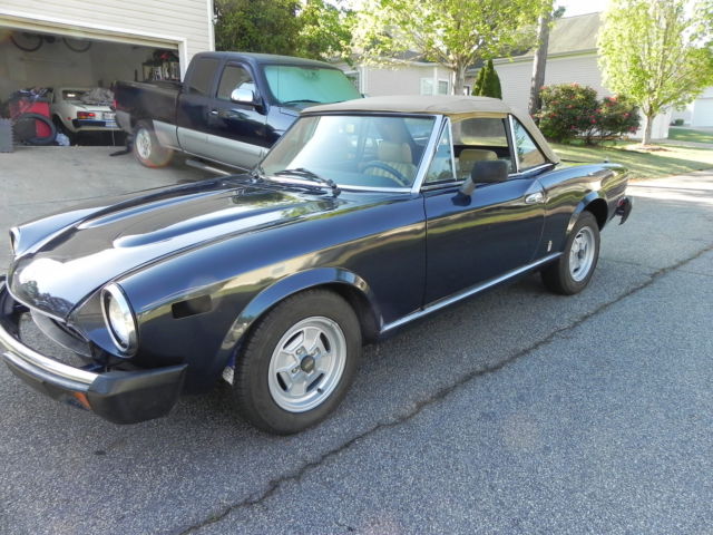 1980 Fiat Spider convertible with fresh high quality metallic blue paint job. 1980 Fiat 124 Spider
