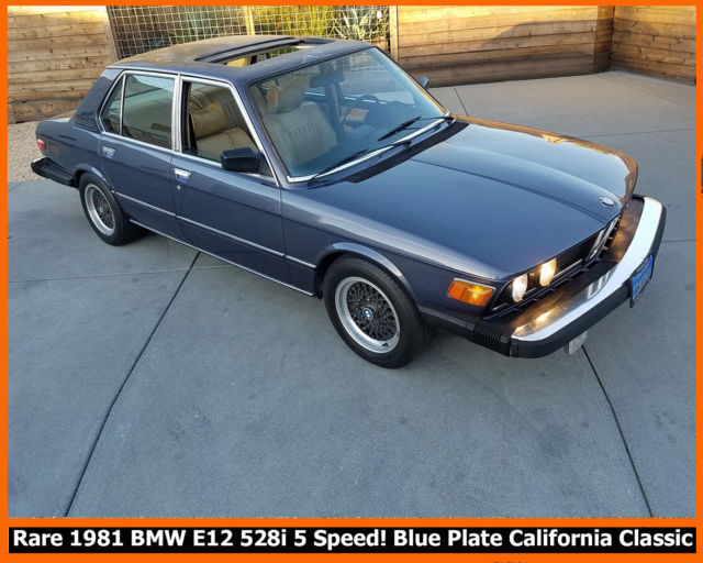 1981 BMW 528I 5 SPEED! COLLECTIBLE LAST-YEAR E12 BLUE PLATE CALIFORNIA CLASSIC! 1981 BMW 5-Series 528i